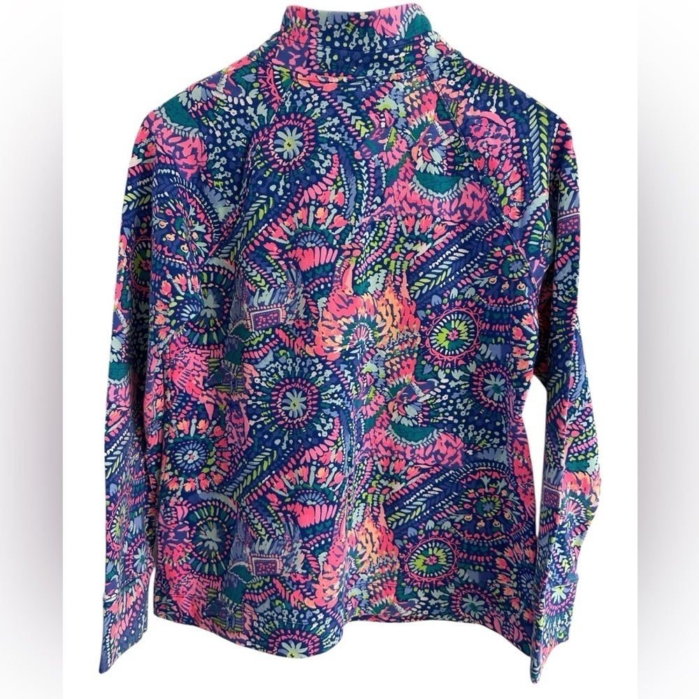 Lilly Pulitzer Pink Blue Multi No Prob Llama Skipper Popover UPF 50+ - Picture 4 of 11